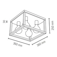 Lampa sufitowa cztero-punktowa KAGO drewno dębowe kolor dąb olejowany oprawka chrom, 9158474 9158474