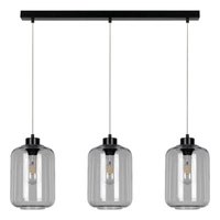 Tarro Pendant Lamp 3xE27 Max.60W Black Metal/Transparent PVC Cable/Smoked Glass 15890304
