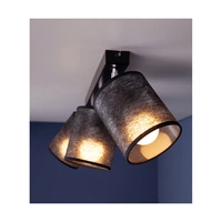 Nevoa Ceiling Lamp 3xE27 Max.25W Black Metal/Chrome Metal/Black Fabric Shade 56795304