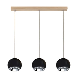Lampa wisząca z drewna Ball w zestawie 3xLED GU10 5W Dąb Olejowany/Czarny Metal 5143374