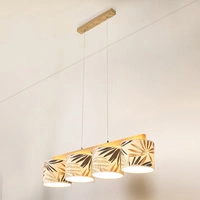 Hoja Lampa Wisząca 4xE27 Max.25W Dąb Olejowany/Transparentny PVC/Multikolor 524710404