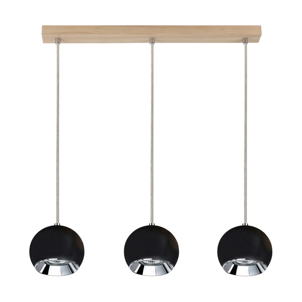 Lampa wisząca z drewna Ball w zestawie 3xLED GU10 5W Dąb Olejowany/Czarny Metal 5143374