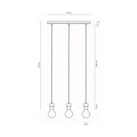 Drewniana lampa wisząca Clarte 3xE27 maks. 60W Dąb olejowany/Czarny metal/Czarny kabel z tkaniny 3274374