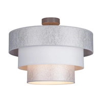 Prata Lampa Sufitowa 1xE27 Max.40W Szary Metal/Srebrno-Biały Klosz Tkaniny 957281127