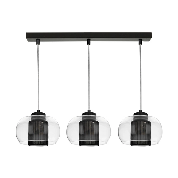 Cordia Pendant Lamp 3xE14 Max.9W Black Metal/Transparent PVC Cable/Black Fabric Shade/Transparent Glass 1192304A1028
