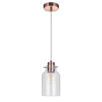 Alessandro Pendant Lamp 1xE27 Max.60W Copper Metal/Transparent PVC Cable/Transparent Glass 1760113
