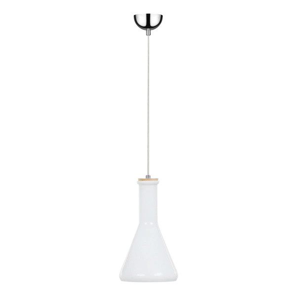 Bottles Pendant Lamp 1xE27 Max.60W Chrome Metal/White Fabric Cable/White Glass 1148102