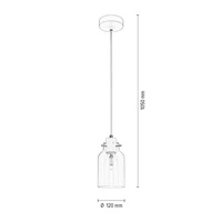 Alessandro Pendant Lamp 1xE27 Max.60W Copper Metal/Transparent PVC Cable/Transparent Glass 1760113