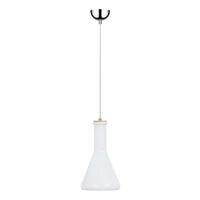 Lampa wisząca Bottles 1xE27 Max.60W Chromowany metal/Biały kabel z tkaniny/Białe szkło 1148102