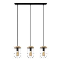 Netuno Pendant Lamp 3xE27 Max.60W Black/Oiled Oak 184159304
