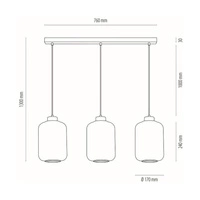Lampa Wisząca Tarro 3xE27 Max.60W Chrom Metal/Przezroczysty Kabel PCV/Przezroczyste Szkło 15880328