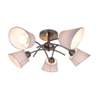 Mette Ceiling Lamp 5xE27 Max.40W Satin Metal/White Fabric Shade 8341527