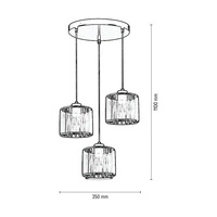 Lampa Wisząca Anina 3xE14 Max.25W Czarny Metal/Przezroczysty Kabel PCV/Czarno-Chromowy Klosz 17931304