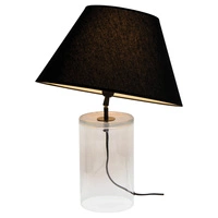 Lampa stołowa Dove 1xE27 maks. 40W przezroczyste szkło/czarny kabel z tkaniny/czarny klosz z tkaniny 779139110