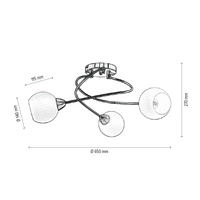 Lampa Sufitowa Pavia 3xE27 Max.60W Patyna Metal/Białe Szkło 8270311