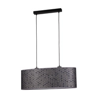 Lampa Wisząca Galance 2xE27 Max.40W Czarny Metal/Czarny Kabel Tkaninowy/Czarno-Złoty Klosz Tapety 1026021310625