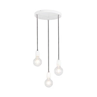 Lampa Wisząca Porcia 3xE27 Max.60W Biały Metal/Biała Ceramika/Antracytowy Kabel Tkaninowy 9181302R