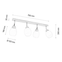 Lampa Sufitowa Tilia 4xE27 Max.60W Dąb Olejowany/Białe Szkło 2047419720883