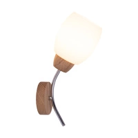 Kinkiet z drewna Parma 1xE27 maks. 60W dąb olejowany/chromowany metal/białe szkło 8320174