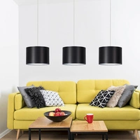 Dove Pendant Lamp 3xE27 Max.40W Oiled Oak/Transparent PVC Cable/Black Fabric Shade 16400374
