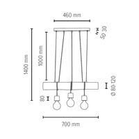 Trabo Pino Lampa Wisząca 3xE27 Max.60W Sosna Naturalna/Czarny PCV/Czarny 68315350