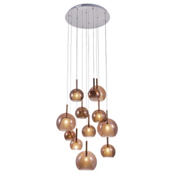 Lampa wisząca Bellezia w zestawie 12xG4 Max.20W Chromowany metal/miedziane szkło 1781213