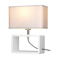 Lampa stołowa Cadre Quadrat 1xE27 maks. 25W białe drewno bukowe/antracytowy kabel z tkaniny/szary klosz z tkaniny 7010213310234