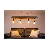 Lampa Wisząca Eskalo 4xE27 Max.60W Bejcowana Sosna na Orzechu/Czarnym Metalu/Czarnym Kablu PCV 7219456