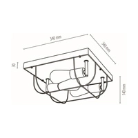 Lampa ścienna/sufitowa Netuno 3xE27 Max.15W LED Witrażowa Sosna Brązowa/Czarny Metal/Złoty Metal 92013351
