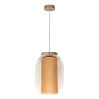 Vaso Jute Lampa Wisząca 1xE27 Max.15W LED Dąb Olejowany/Transparentny PVC/Transparentny/Beżowy 179010174