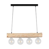 Trabo Simple Lampa Wisząca 4xE27 Maks. 60W Naturalna Sosna/Czarny Metal/Czarny Kabel PCV 69860404