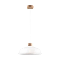 Molde Pendant Lamp 1xE27 Max.60W Oiled Oak/Transparent PVC Cable/White Glass 9884074