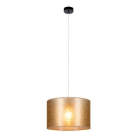 Lampa Wisząca Nevoa 1xE27 Maks. 60W Czarny Metal/Przezroczysty Kabel PCV/Klosz ze Złotej Tkaniny 154940104