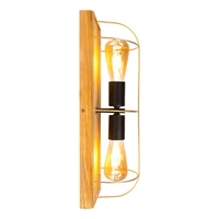 Lampa ścienna/sufitowa Netuno 2xE27 Max.15W LED Bejcowana Sosna Brązowa/Czarny Metal/Złoty Metal 92013251