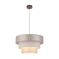 Lampa Wisząca Prata 1xE27 Max.40W Szary metal/Przezroczysty kabel PVC/Srebrno-biały klosz z tkaniny 957281227