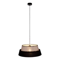 Lampa wisząca Preto Pepito 1xE27 Max.60W Czarny metal/Czarny kabel z tkaniny/Czarny klosz z tkaniny w pepitkę 150039104