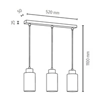 Bosco Pendant Lamp 3xE27 Max.60W Oiled Oak/Anthracite Fabric Cable/White-Black Glass 1701374G0758