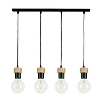 Clarte Pendant Lamp 4xE27 Max.60W Oiled Oak/Black Metal/Black Fabric Cable 3271404
