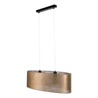 Lampa Wisząca Nevoa 2xE27 Max.40W Czarny Metal/Przezroczysty Kabel PCV/Klosz ze Złotej Tkaniny 17940204