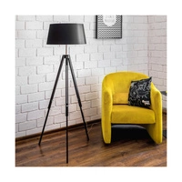 Lampa podłogowa na statywie 1xE27 maks. 60W czarne drewno bukowe/przezroczysty kabel PVC/abażur z czarnej tkaniny 6025004
