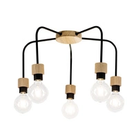 Lampa Sufitowa Eclait 5xE27 Maks. 40W Dąb Olejowany/Czarny Metal 5834574