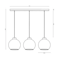 Lampa Wisząca Canberra 3xE27 Maks. 60W Czarny Metal/Przezroczysty Kabel PCV/Szkło Dymne 5500056
