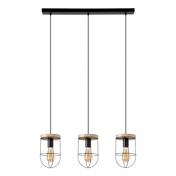 Netuno Pendant Lamp 3xE27 Max.60W Black/Oiled Oak 184159304