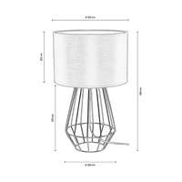 Lampa stołowa Endorfina 1xE27 maks. 60W Czarny metal/czarny kabel PCV/biały klosz z tkaniny 7322104