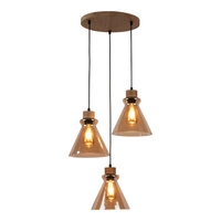 Serena Pendant Lamp 3xE27 Max.60W Oiled Oak/Black PVC Cable/Brown Glass 9743374