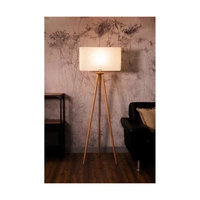 Boho Lampa Podłogowa 1xE27 Max.40W Dąb Olejowany/Transparentny PVC/Beżowy 741910174