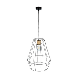 Endorfina Pendant Lamp 1xE27 Max.60W Oiled Oak/Black Metal/Black Fabric Cable 132219104