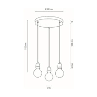 Lampa Wisząca Porcia 3xE27 Max.60W Biały Metal/Biała Ceramika/Antracytowy Kabel Tkaninowy 9181302R