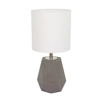 Lampa Stołowa Diamant 1xE27 Max.25W Szary Beton/Czarny Kabel PCV/Klosz z Białej Tkaniny 791942136