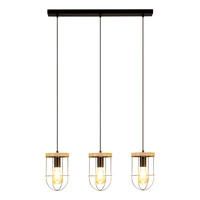 Netuno Lampa Wisząca 3xE27 Max.60W Czarny/Dąb Olejowany 184159304